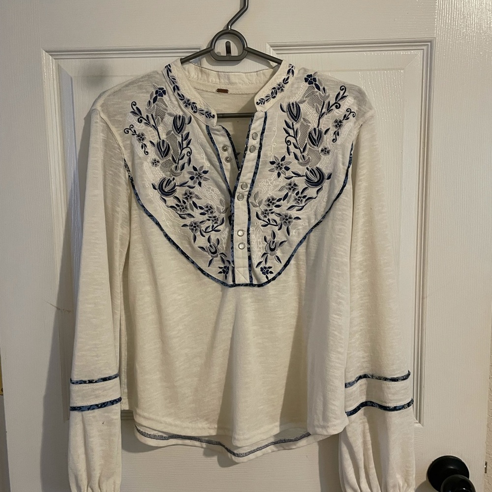 Free People Boho White Top